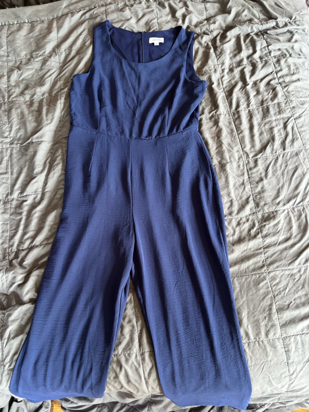 Tahari Sleeveless Wide-Leg Jumpsuit in Navy Blue